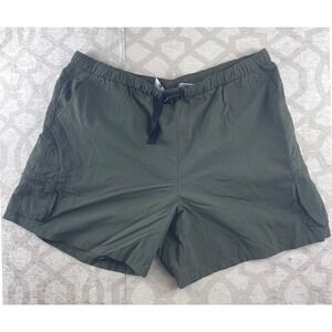 Columbia Womens XL Olive Green Cargo Shorts Elastic Waist Hiking Outdoor Nylon